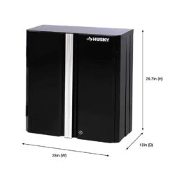 HUSKY 28 In. W X 30 In. H X 12 In. D Folding System 22-Gauge Steel 1-Shelf Wall Mounted Garage Cabinet In Black