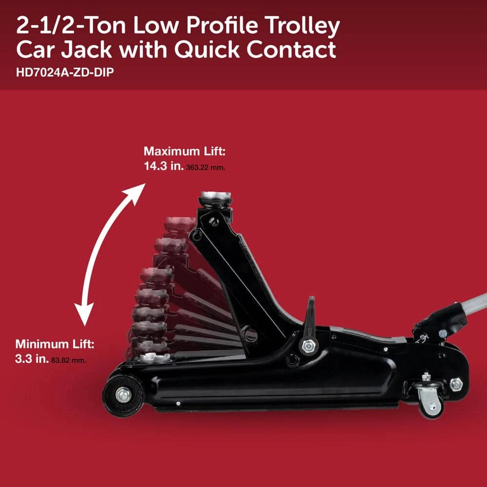 Husky 2-1/2-Ton Low Profile Trolley Floor Jack With Quick Contact 4 Husky 2-1/2-Ton Low Profile Trolley Floor Jack With Quick Contact - Image 2