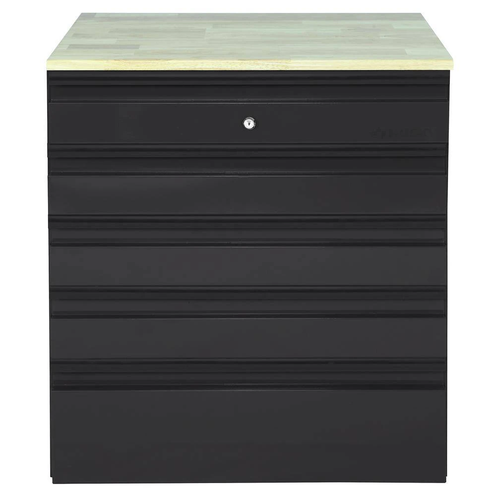Husky Heavy Duty 28 In. W X 32 In. H X 21.5 In. D Welded 20-Gauge Steel 5-Drawer Garage Base Freestanding Cabinet In Black 4 Husky Heavy Duty 28 In. W X 32 In. H X 21.5 In. D Welded 20-Gauge Steel 5-Drawer Garage Base Freestanding Cabinet In Black - Image 2