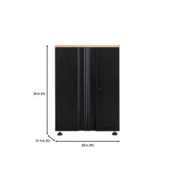 Husky Heavy Duty Welded 20-Gauge Steel 2-Door Garage Base Cabinet In Black (28 In. W X 32 In. H X 21.5 In. D) -Husky Tools Shop black husky free standing cabinets htc1000001 1d 1000