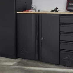 Husky Extra Wide Heavy Duty Welded 20-Gauge Steel 2-Door Garage Base Cabinet In Black (32 In. W X 33 In. H X 21.5 In. D) 27 Husky Extra Wide Heavy Duty Welded 20-Gauge Steel 2-Door Garage Base Cabinet In Black (32 In. W X 33 In. H X 21.5 In. D) -Husky Tools Shop black husky free standing cabinets htc1000001 ex 31 1000