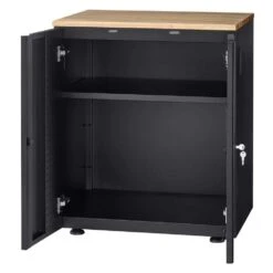 Husky Extra Wide Heavy Duty Welded 20-Gauge Steel 2-Door Garage Base Cabinet In Black (32 In. W X 33 In. H X 21.5 In. D) 20 Husky Extra Wide Heavy Duty Welded 20-Gauge Steel 2-Door Garage Base Cabinet In Black (32 In. W X 33 In. H X 21.5 In. D) -Husky Tools Shop black husky free standing cabinets htc1000001 ex 66 1000