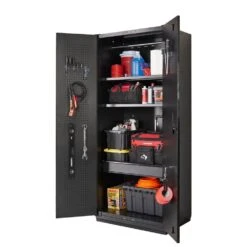 Husky Heavy Duty Welded 20-Gauge Steel Freestanding Garage Cabinet In Black (36 In. W X 81 In. H X 24 In. D) 14 Husky Heavy Duty Welded 20-Gauge Steel Freestanding Garage Cabinet In Black (36 In. W X 81 In. H X 24 In. D) -Husky Tools Shop black husky free standing cabinets htc1000008 77 1000