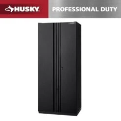 Husky Pro Duty Welded 20-Gauge Steel Freestanding Garage Cabinet In Black LINE-X (36 In. W X 81 In. H X 24 In. D)