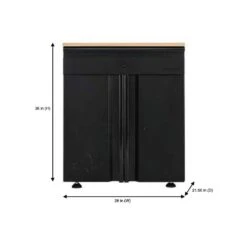 Husky Heavy Duty Welded 20-Gauge Steel 1-Drawer 2-Door Garage Base Cabinet In Black (28 In. W X 32 In. H X 21.5 In. D) -Husky Tools Shop black husky free standing cabinets htc1000009 76 1000