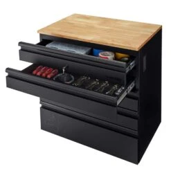 Husky 32 In. W X 33 In. H X 21.5 In. D Extra Wide Heavy Duty Welded Gauge Steel 5-Drawer Garage Freestanding Cabinet In Black -Husky Tools Shop black husky free standing cabinets htc100007 ex c3 1000