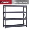 Husky 4-Shelf Metal Industrial Duty Freestanding Garage Storage Shelving Unit In Black (77 In. W X 72 In. H X 24 In. D) -Husky Tools Shop black husky freestanding shelving units n2w772472w4b 64 1000