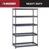 Husky 5-Shelf Metal Heavy-Duty Adjustable Garage Storage Shelving Unit In Black (48 In. W X 78 In. H X 24 In. D) -Husky Tools Shop black husky freestanding shelving units n3r482478w5b 64 1000