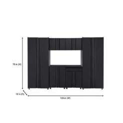 Husky 7-Piece Regular Duty Welded Steel Garage Storage System In Black (109 In. W X 75 In. H X 19.6 In. D) -Husky Tools Shop black husky garage storage systems gs10807 1dss 1d 1000