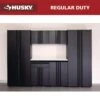 Husky 7-Piece Regular Duty Welded Steel Garage Storage System In Black (109 In. W X 75 In. H X 19.6 In. D) -Husky Tools Shop black husky garage storage systems gs10807 1dss 64 1000
