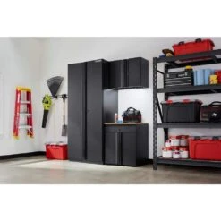 Husky 3-Piece Heavy Duty Welded Steel Garage Storage System In Black (64 In. W X 81 In. H X 24 In. D)