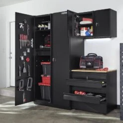 Husky 3-Piece Extra Wide Heavy Duty Welded Steel Garage Storage System -Husky Tools Shop black husky garage storage systems htc311010 ex 1d 1000