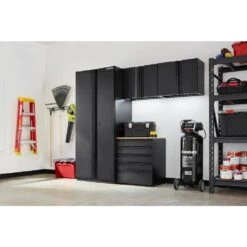Husky 4-Piece Heavy Duty Welded Steel Garage Storage System In Black (92 In. W X 81 In. H X 24 In. D) -Husky Tools Shop black husky garage storage systems htc411020 40 1000