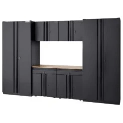 Husky 6-Piece Heavy Duty Welded Steel Garage Storage System In Black (128 In. W X 81 In. H X 24 In. D)