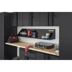 Husky Steel Garage Wall Shelf In Black (48 In. W X 9 In. H X 9 In. D) -Husky Tools Shop black husky garage wall shelving g4800as us 31 1000