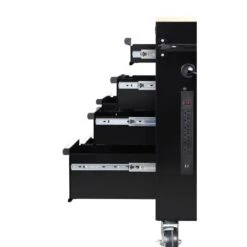 Husky 42 In. W X 18 In. D 8-Drawer Black Mobile Workbench Cabinet With Solid Wood Top -Husky Tools Shop black husky mobile workbenches h42mwc8blk 44 1000