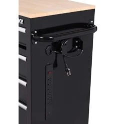 Husky 42 In. W X 18 In. D 8-Drawer Black Mobile Workbench Cabinet With Solid Wood Top -Husky Tools Shop black husky mobile workbenches h42mwc8blk 4f 1000