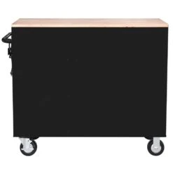 Husky 42 In. W X 18 In. D 8-Drawer Black Mobile Workbench Cabinet With Solid Wood Top -Husky Tools Shop black husky mobile workbenches h42mwc8blk 66 1000