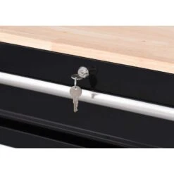 Husky 42 In. W X 18 In. D 8-Drawer Black Mobile Workbench Cabinet With Solid Wood Top -Husky Tools Shop black husky mobile workbenches h42mwc8blk fa 1000