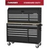 Husky Modular Tool Storage 52 In. W Standard Duty Black Mobile Workbench Cabinet With 8-Drawer Top Tool Chest -Husky Tools Shop black husky mobile workbenches h52modsuite1 64 1000