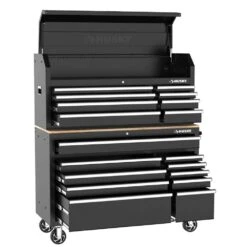 Husky Modular Tool Storage 52 In. W Standard Duty Black Mobile Workbench Cabinet With 8-Drawer Top Tool Chest -Husky Tools Shop black husky mobile workbenches h52modsuite1 c3 1000