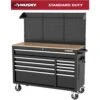 Husky Modular Tool Storage 52 In. W Standard Duty Black Mobile Workbench Cabinet With Pegboard