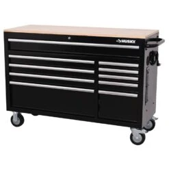 Husky Modular Tool Storage 72 In. W Standard Duty Black Mobile Workbench With 8-Drawer Top Tool Chest And 20 In. Side Locker -Husky Tools Shop black husky mobile workbenches h52modsuite3 44 1000