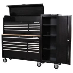 Husky Modular Tool Storage 72 In. W Standard Duty Black Mobile Workbench With 8-Drawer Top Tool Chest And 20 In. Side Locker -Husky Tools Shop black husky mobile workbenches h52modsuite3 77 1000