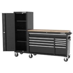 Husky Modular Tool Storage 72 In. W Standard Duty Black Mobile Workbench Cabinet With 20 In. Side Locker -Husky Tools Shop black husky mobile workbenches h52modsuite7 40 1000