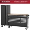Husky Modular Tool Storage 72 In. W Standard Duty Black Mobile Workbench Cabinet With 20 In. Side Locker