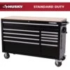 Husky Modular Tool Storage 52 In. W X 20 In. D Standard Duty Black Mobile Workbench Cabinet -Husky Tools Shop black husky mobile workbenches h52mwc10mod 64 1000