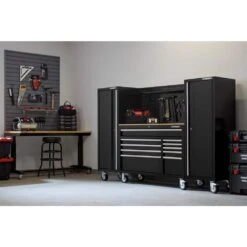 Husky Modular Tool Storage 52 In. W X 20 In. D Standard Duty Black Mobile Workbench Cabinet -Husky Tools Shop black husky mobile workbenches h52mwc10mod 66 1000