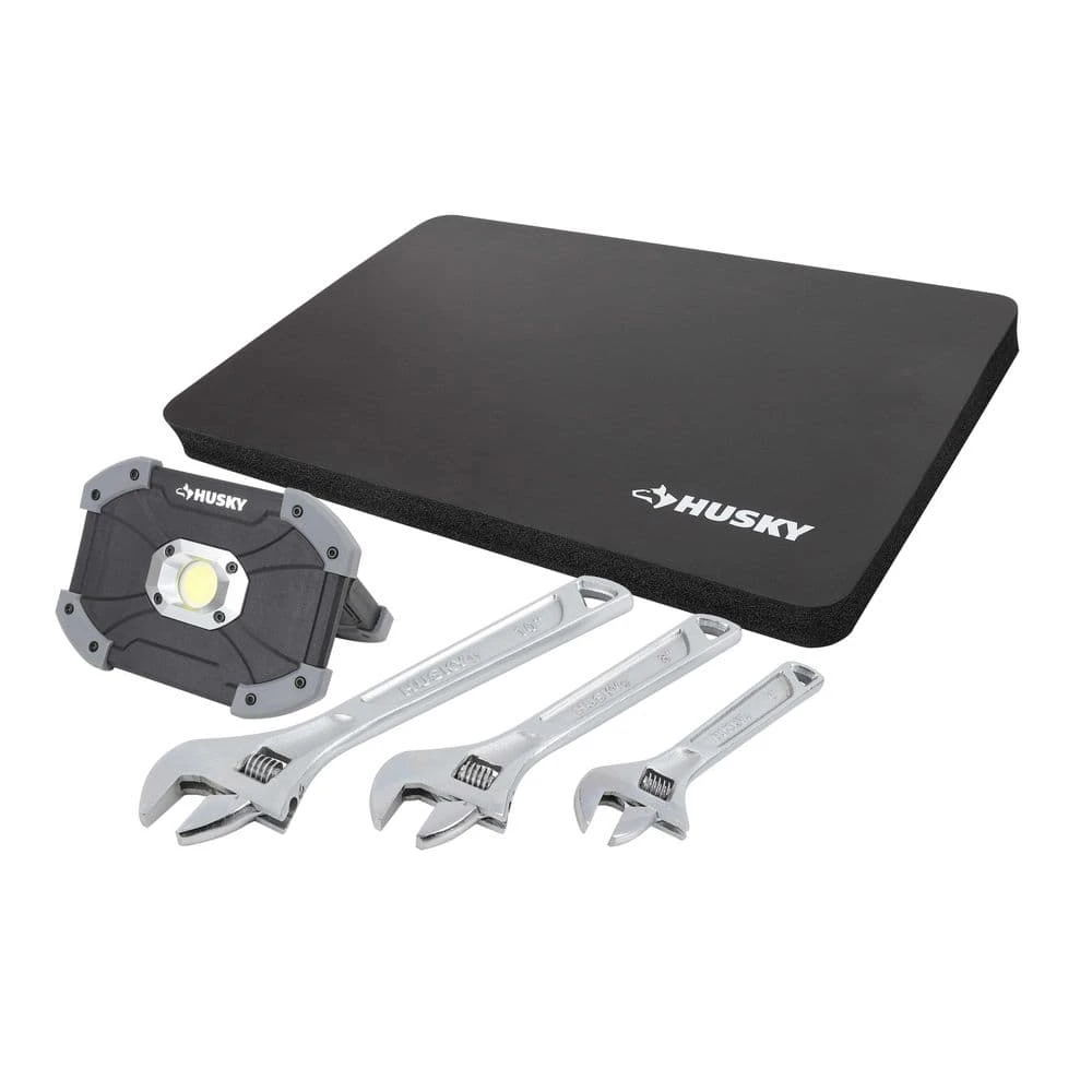 Husky Adjustable Wrench Set (3-Piece) 1000 Lumen LED Utility Light And Kneeling Pad 3 Husky Adjustable Wrench Set (3-Piece) 1000 Lumen LED Utility Light And Kneeling Pad