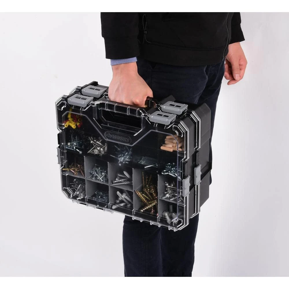 Husky 36-Compartment Hand Tool Box Interlocking Small Parts Organizer In Black (2-Pack) 5 Husky 36-Compartment Hand Tool Box Interlocking Small Parts Organizer In Black (2-Pack) - Image 3