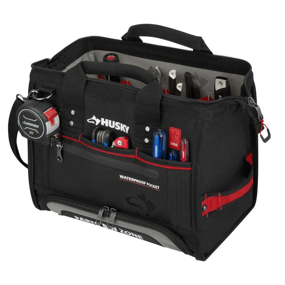 Husky 16 In. Large Mouth Tool Bag With Parts Bin Zone 4 Husky 16 In. Large Mouth Tool Bag With Parts Bin Zone - Image 2