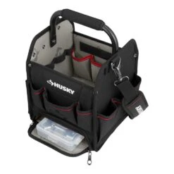 Husky 10 In. Tool Tote With Integrated Parts Bin Zone -Husky Tools Shop black husky tool bags 526 316 77 1000