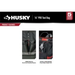 Husky Heavy-Duty 14 In. PRO Tool Bag -Husky Tools Shop black husky tool bags h 014 slo 76 1000