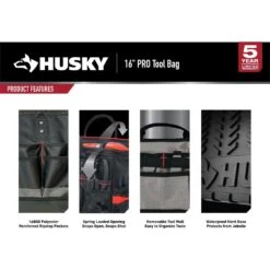 Husky Heavy-Duty 16 In. PRO Tool Bag -Husky Tools Shop black husky tool bags h 016 slo 76 1000