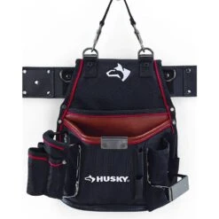 Husky 2-Pocket Small Framer Tool Pouch With Leather -Husky Tools Shop black husky tool belts gp 46667n14 66 1000