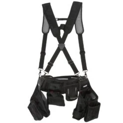 Husky 2-Bag 18-Pocket Black Framer's Suspension Rig Work Tool Belt With Suspenders -Husky Tools Shop black husky tool belts hd00116 th 4f 1000