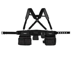 Husky 2-Bag 18-Pocket Black Framer's Suspension Rig Work Tool Belt With Suspenders -Husky Tools Shop black husky tool belts hd00116 th fa 1000