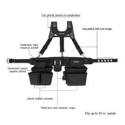 Husky 16-Pocket Black Carpenter's Tool Belt With Suspenders -Husky Tools Shop black husky tool belts hd00144 40 1000