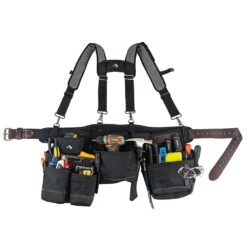 Husky Framers 3-Bag Work Tool Belt With Suspenders -Husky Tools Shop black husky tool belts hd00172 40 1000