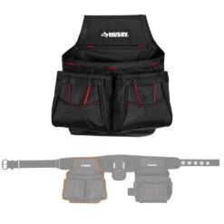Husky 2-Bag 10-Pocket Contractor's Work Tool Belt Tool Storage In Black -Husky Tools Shop black husky tool belts hd858759 th 4f 1000