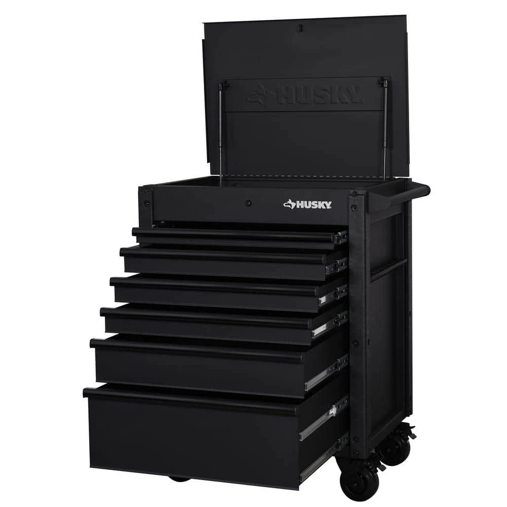 Husky Tool Storage 31 In. W 6-Drawer Black Rolling Tool Cart 6 Husky Tool Storage 31 In. W 6-Drawer Black Rolling Tool Cart - Image 4