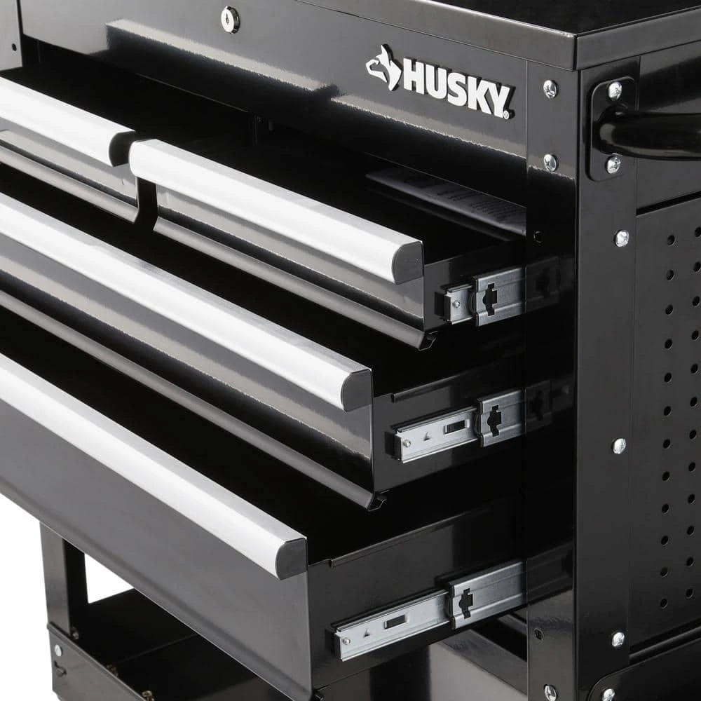 Husky Tool Storage 33 In. W Mechanics Cart With Extended Side Table And Bottle Tray 11 Husky Tool Storage 33 In. W Mechanics Cart With Extended Side Table And Bottle Tray - Image 9