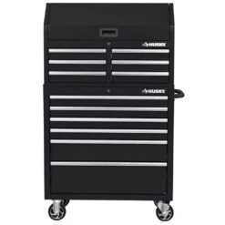 Husky 36 In. W X 18 In. D 12-Drawer Black Rolling Tool Chest Combo -Husky Tools Shop black husky tool chest combos h36ch6tr6blk a0 1000