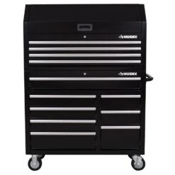 Husky Tool Storage 42 In. W X 18 In. D Standard Duty Black Tool Chest Combo -Husky Tools Shop black husky tool chest combos h42ch4tr8blk 40 1000