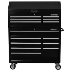 Husky 46 In. 14-Drawer Tool Chest And Cabinet Combo In Black -Husky Tools Shop black husky tool chest combos h46ch6tr8 4f 1000