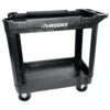 Husky 2-Tier Plastic 4-Wheeled Service Cart In Black With 500 Lbs. Capacity -Husky Tools Shop black husky utility carts 410 111 0111 64 1000